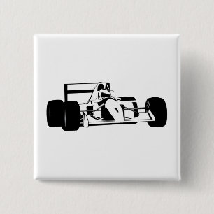 Race Car Silhouette black and white 15 Cm Square Badge