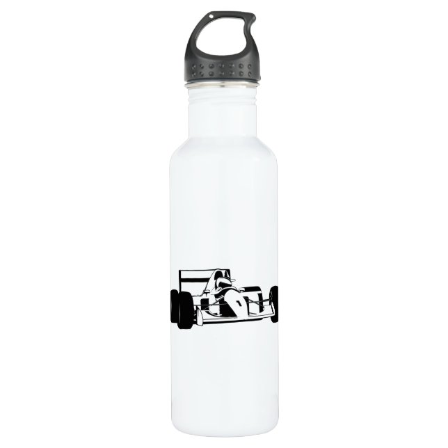 Race Car Silhouette black and white 710 Ml Water Bottle (Front)