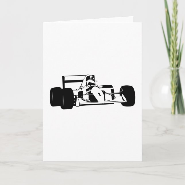 Race Car Silhouette black and white Card (Front)