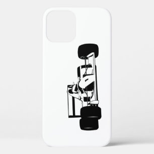 Race Car Silhouette black and white iPhone 12 Case