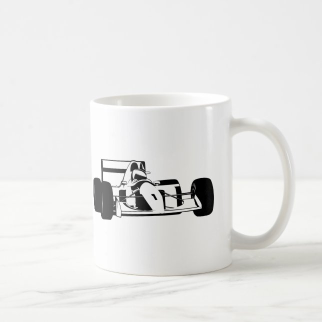 Race Car Silhouette black and white Coffee Mug (Right)