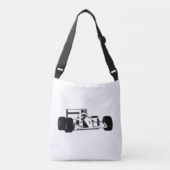 Race Car Silhouette black and white Crossbody Bag (Front)