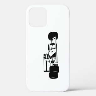 Race Car Silhouette black and white iPhone 12 Case