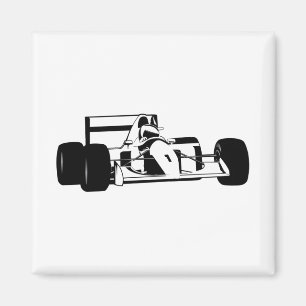 Race Car Silhouette black and white Magnet