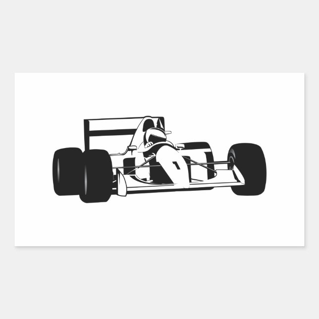 Race Car Silhouette black and white Square Sticker (Front)