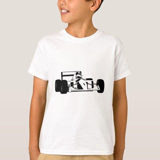 Race Car Silhouette black and white T-Shirt (Front)