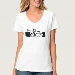 Race Car Silhouette black and white T-Shirt
