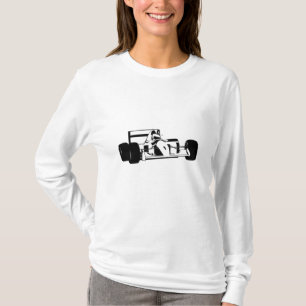 Race Car Silhouette black and white T-Shirt