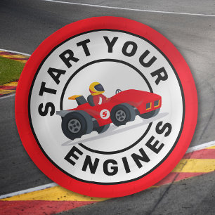 Race Car Start Your Engines Birthday Party Paper Plate