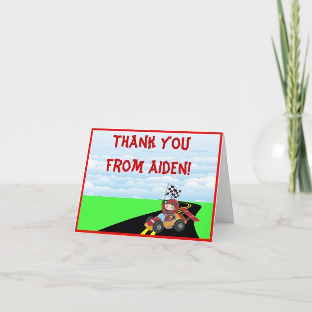 Race Car Thank You Note Card (Front)
