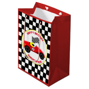 Race Car Theme Birthday Party Personalised Medium Gift Bag