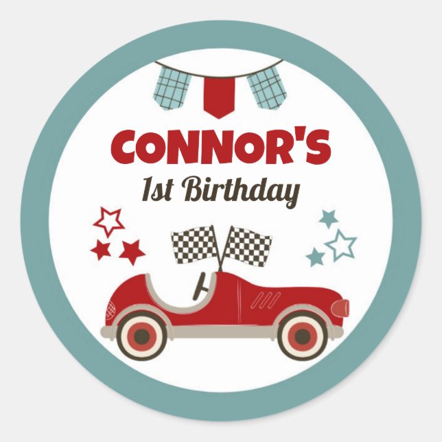 Race Car Theme Classic Round Sticker (Front)