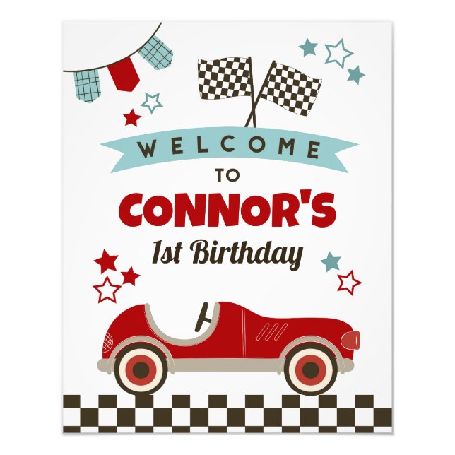 Race Car Theme Welcome Sign (Front)