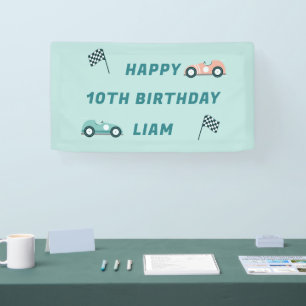 Race Car Themed Birthday Party Banner