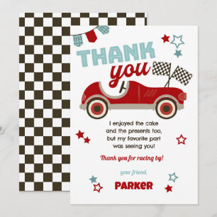 Race Car Themed Thank You Card