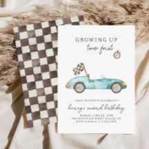 Race Car Two Fast 2nd Birthday Invitation