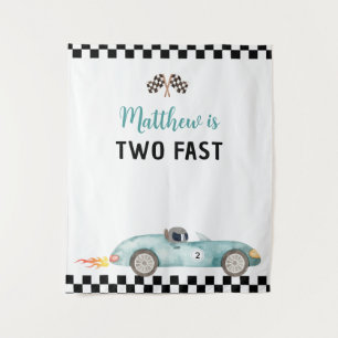 Race Car Two Fast Birthday Backdrop Tapestry