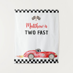 Race Car Two Fast Birthday Backdrop Tapestry