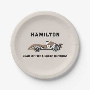 Race Car Two Fast Sporty Birthday Paper Plate