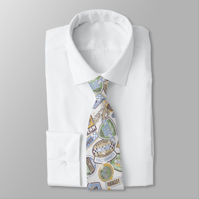 Race Car | Vintage Auto Racing Team Personalised Tie (Tied)
