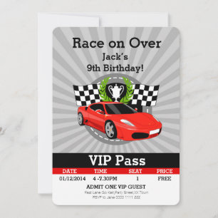 Race Car VIP Pass Birthday invitation! Invitation