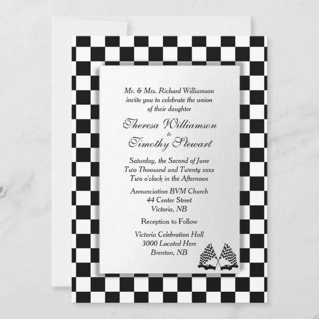 Race Car Wedding Theme  Invitation (Front)