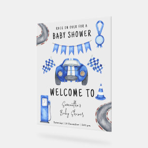 Race Car Welcome Baby Shower Acrylic Sign