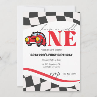Race Car Wild One Invitation