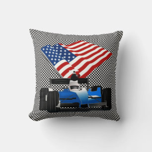 Race Car with American Flag Cushion