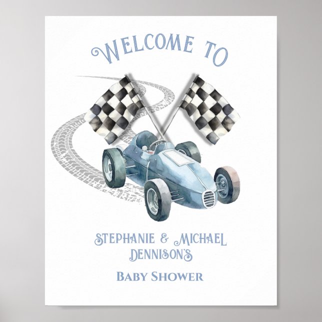 Race Care Baby Shower Welcome Sign (Front)