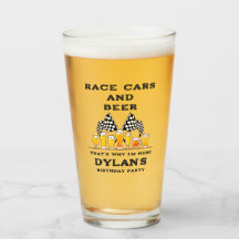 Race Cars & Beer Chequered Flag Raceday Birthday
