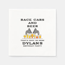 Race Cars & Beer Chequered Flag Raceday Birthday