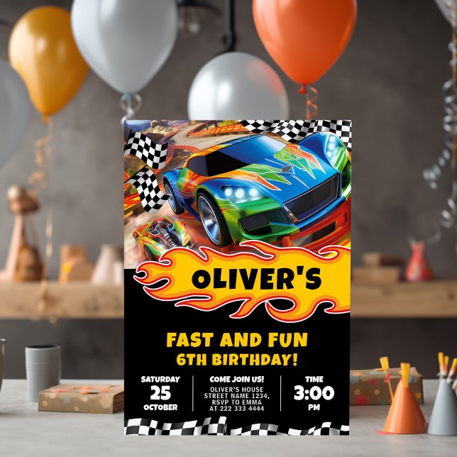 Race Cars Birthday and Colouring Invitation (Creator Uploaded)
