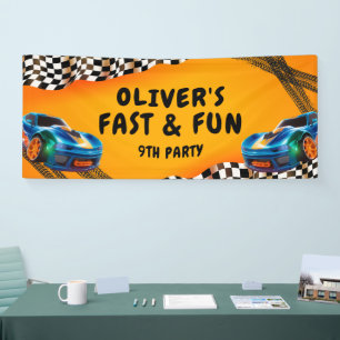 Race Cars Birthday decor – Editable Racing Theme Banner