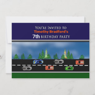 Race Cars, Birthday, Insert Name & AGE Invitation