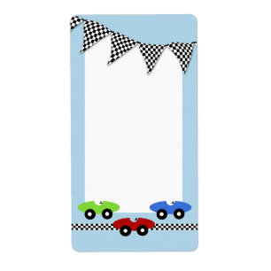 Race Cars Book Tags Baby Blue