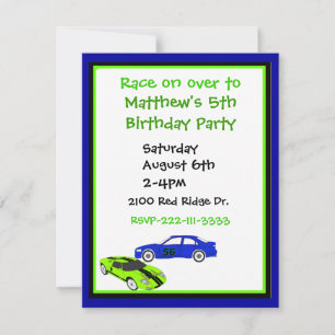 Race Cars Boy's Birthday Invitation