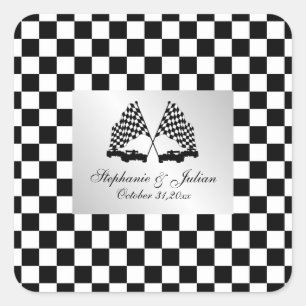 Race Cars Chequered Flag Square Sticker