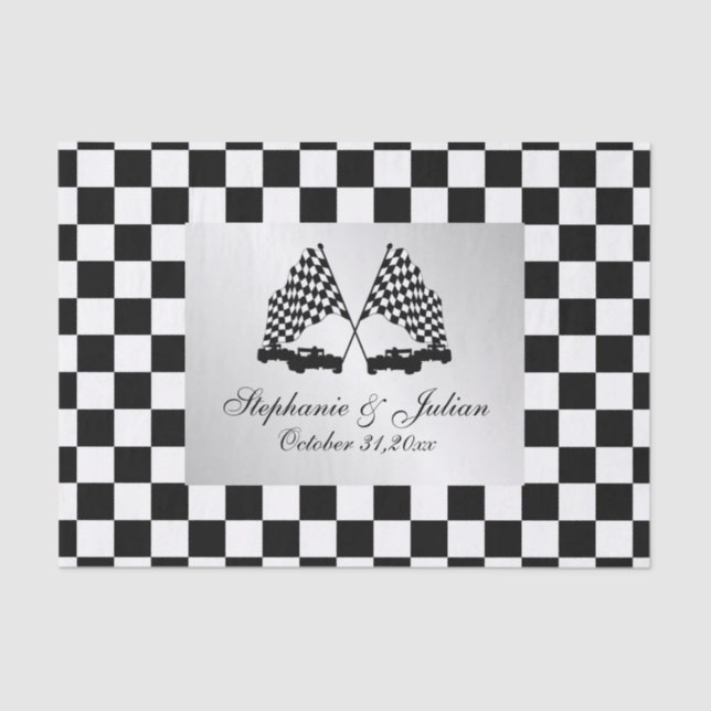 Race Cars Chequered Flag Tissue Paper (Front)