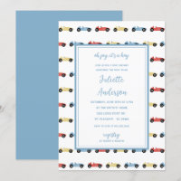 Race Cars Classic Blue Boy Baby Shower