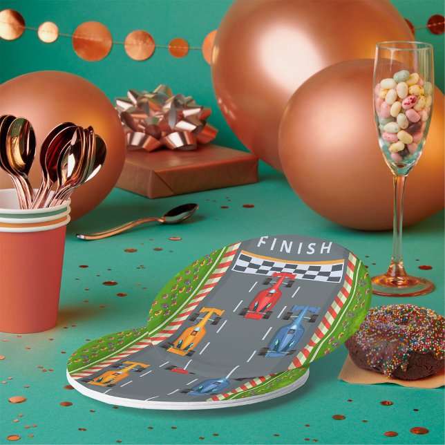 Race Cars Finish Line Paper Plate (Creator Uploaded)