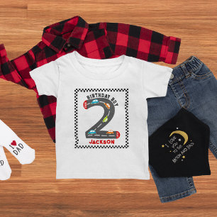 Race Cars Second Birthday Boy Baby T-Shirt