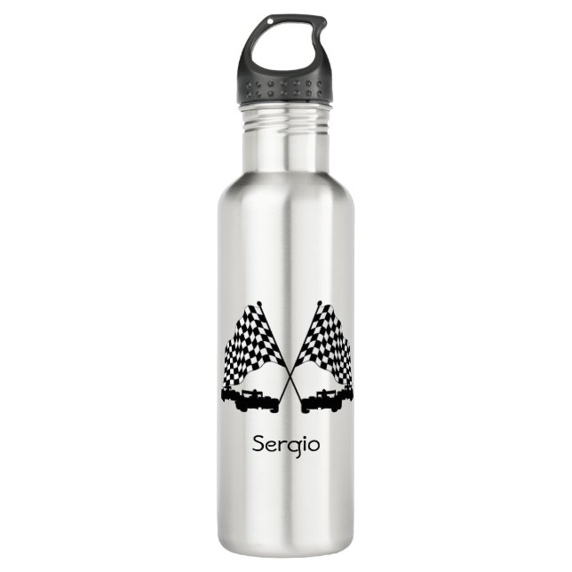 Race Cars Silver Personal  710 Ml Water Bottle (Front)