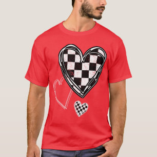 Race Checker Flag Racing Heart Auto Racer 2 T-Shirt