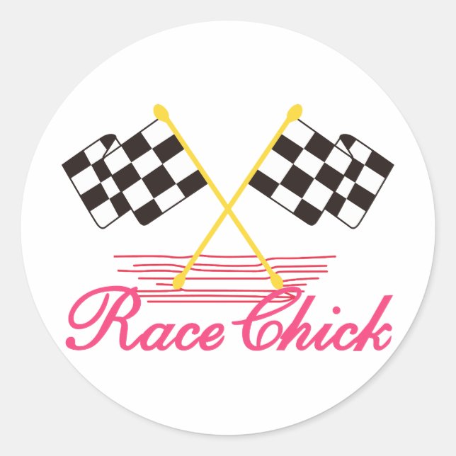 Race Chick Classic Round Sticker (Front)