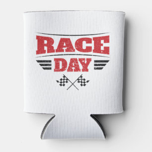 Race Day Checkered Flag Car Racing Can Cooler