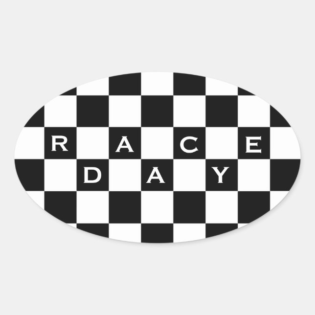 Race Day Chequered Flag Oval Sticker (Front)