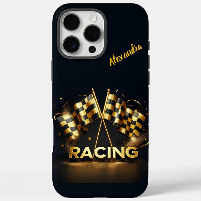 Race day thrill with black and gold flags! Case-Mate iPhone case (Back)