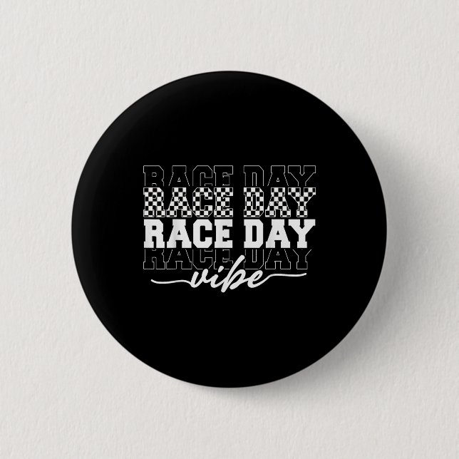 Race Day Vibes Chequered Coquette Bow Car Racing M 6 Cm Round Badge (Front)
