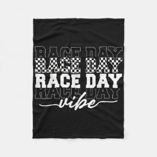 Race Day Vibes Chequered Coquette Bow Car Racing M Fleece Blanket